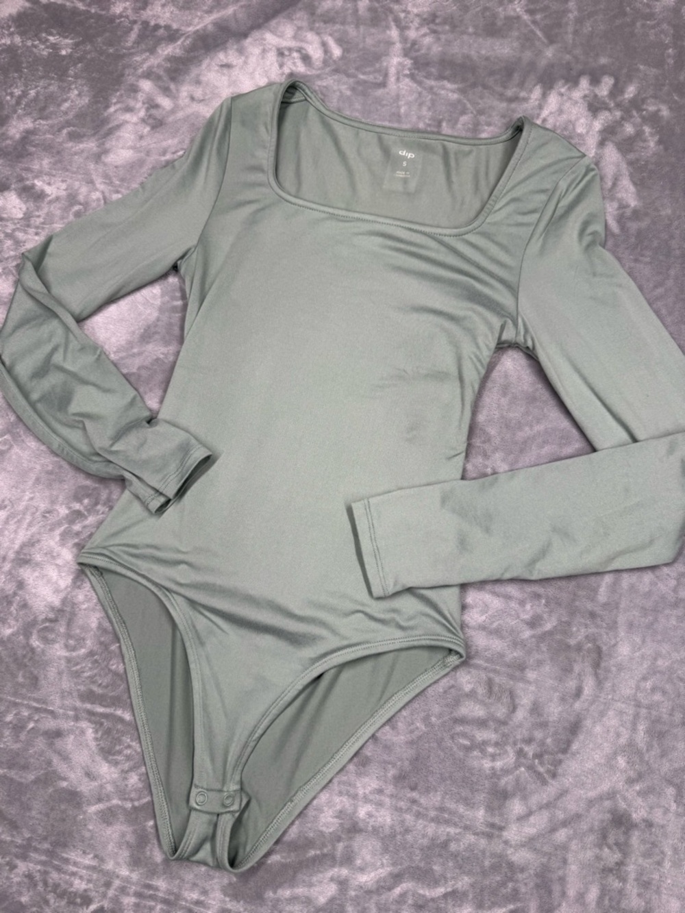 Olive Long Sleeve Square Neck Bodysuit - Picture 2 of 8